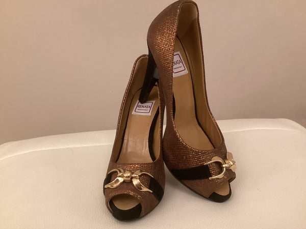Renata RN12 bronze Italian Leather high heel shoe