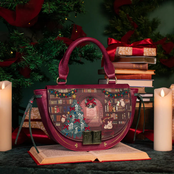 Vendula Christmas Library Winged Top Handle Bag