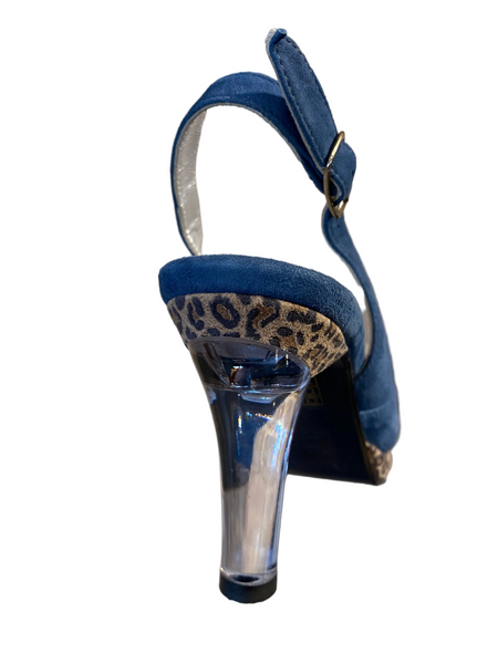AZ030 Azuree ladies sling back blue suede shoe