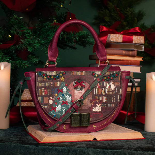 Vendula Christmas Library Winged Top Handle Bag