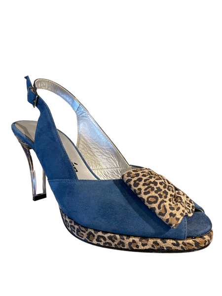 AZ030 Azuree ladies sling back blue suede shoe