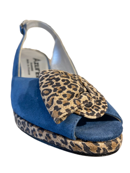 AZ030 Azuree ladies sling back blue suede shoe