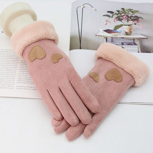 Pink heart fashion gloves
