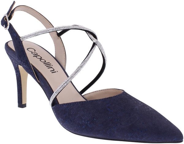 CP56 Capollini Charlotte Navy sling back court shoe
