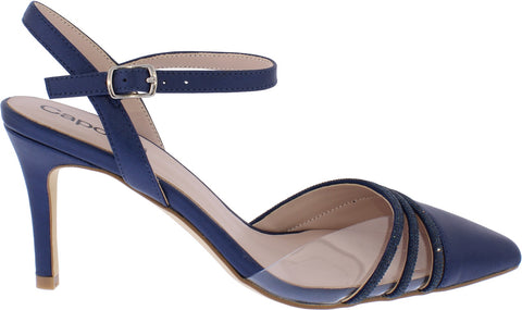 CP58 Capollini Ophelia Navy sling back court shoe