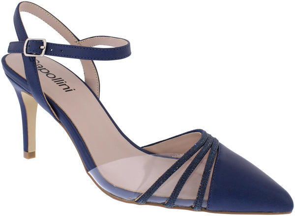 CP58 Capollini Ophelia Navy sling back court shoe