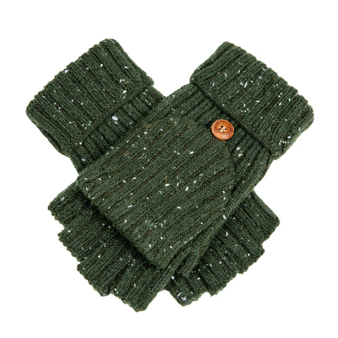 Women’s ribbed fingerless gloves with mitten flap