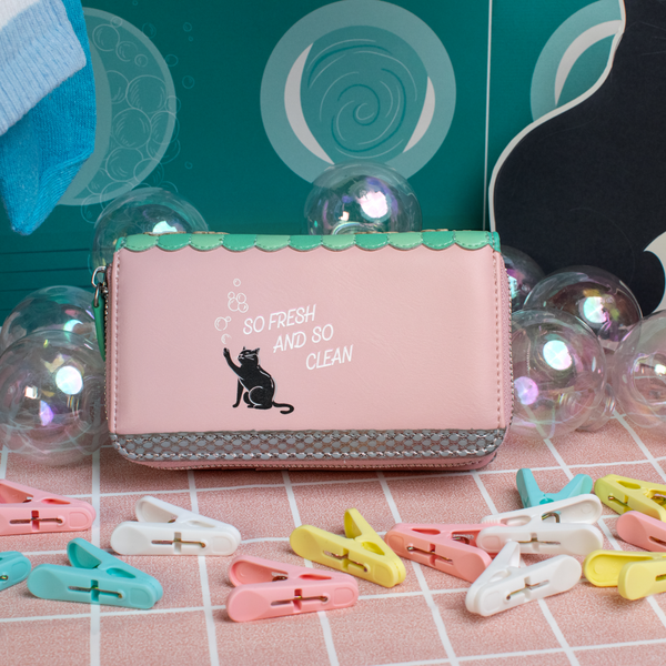 Vendula Bubble Cats Laundromat Medium Zip Wallet