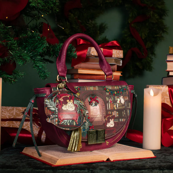 Vendula Christmas Library Winged Top Handle Bag