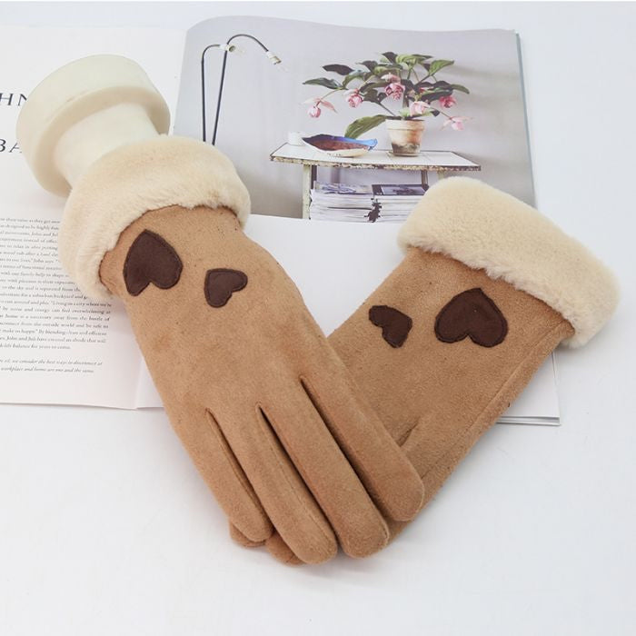Taupe heart fashion gloves