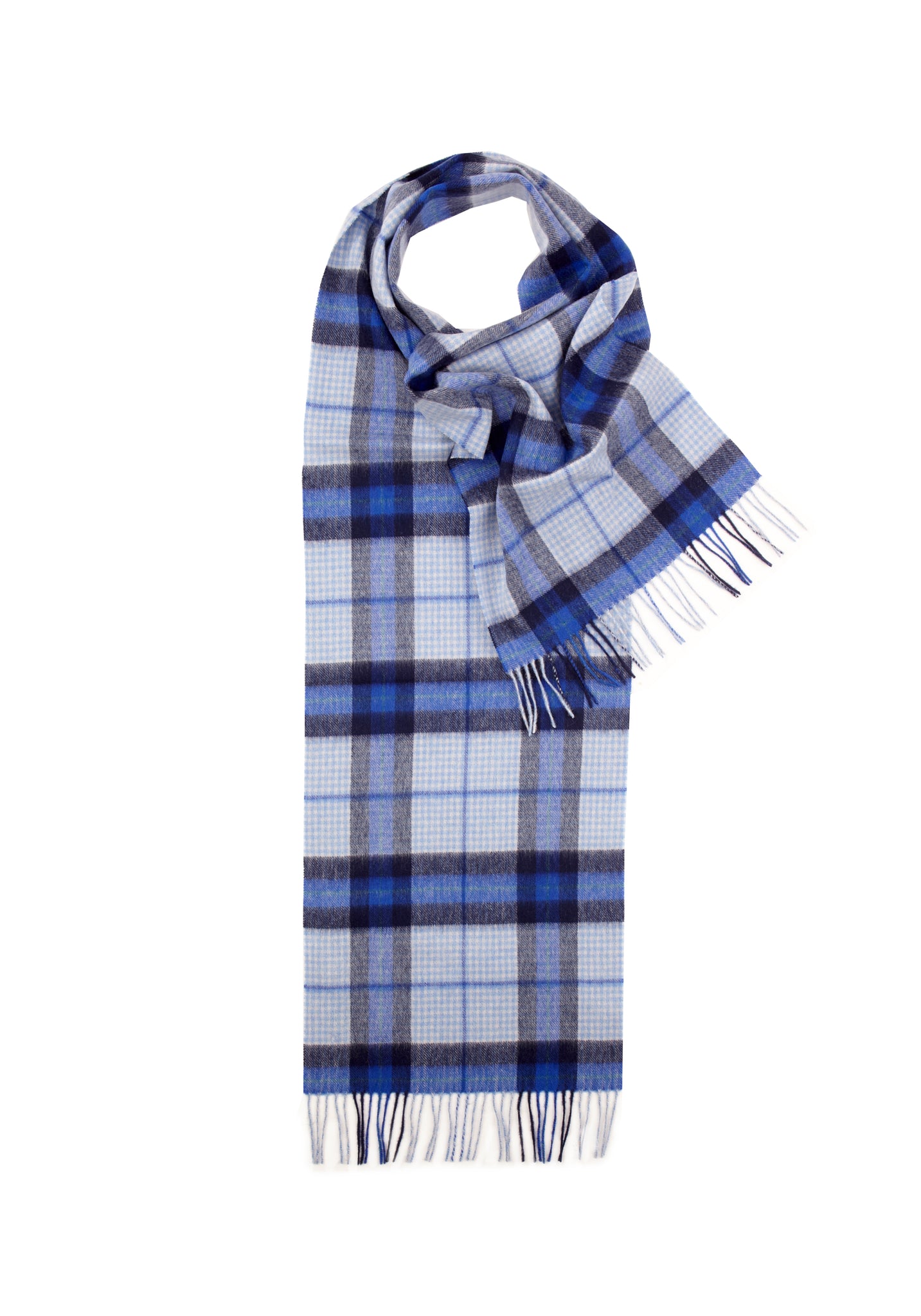 Glen Prince 100% Lambswool Blue tartan scarf