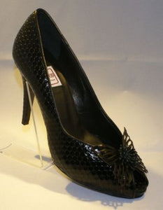 Renata black leather high heel shoe