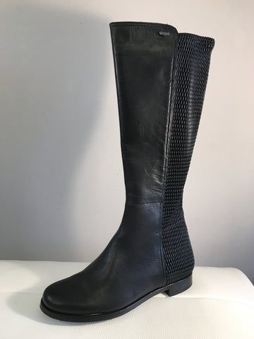 H038 Hogl  black leather knee high boot