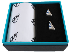 Yacht handkerchief and cufflinks set